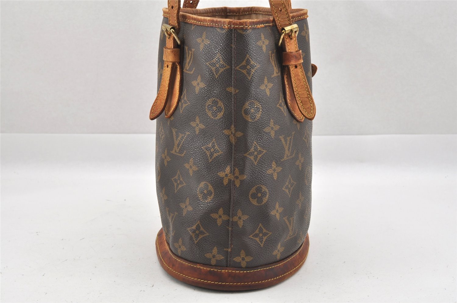 Authentic Louis Vuitton Monogram Bucket PM Shoulder Tote Bag M42238 Junk 9722I
