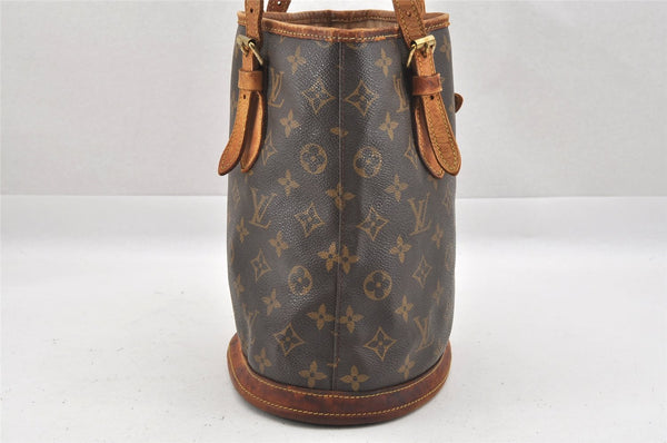 Authentic Louis Vuitton Monogram Bucket PM Shoulder Tote Bag M42238 Junk 9722I