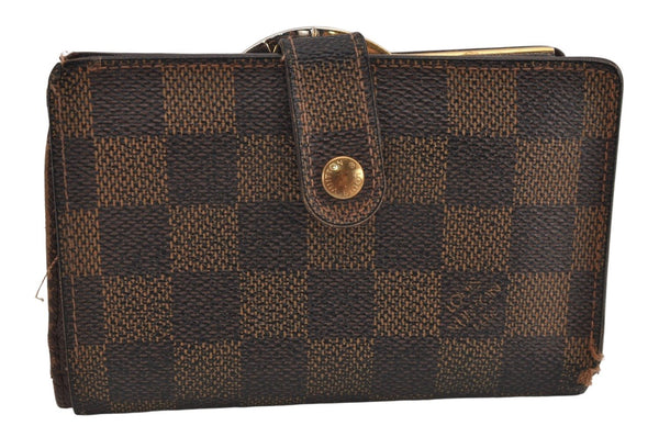 Auth Louis Vuitton Damier Porte Monnaie Billets Viennois Wallet N61664 LV 9723J