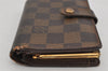 Auth Louis Vuitton Damier Porte Monnaie Billets Viennois Wallet N61664 LV 9723J