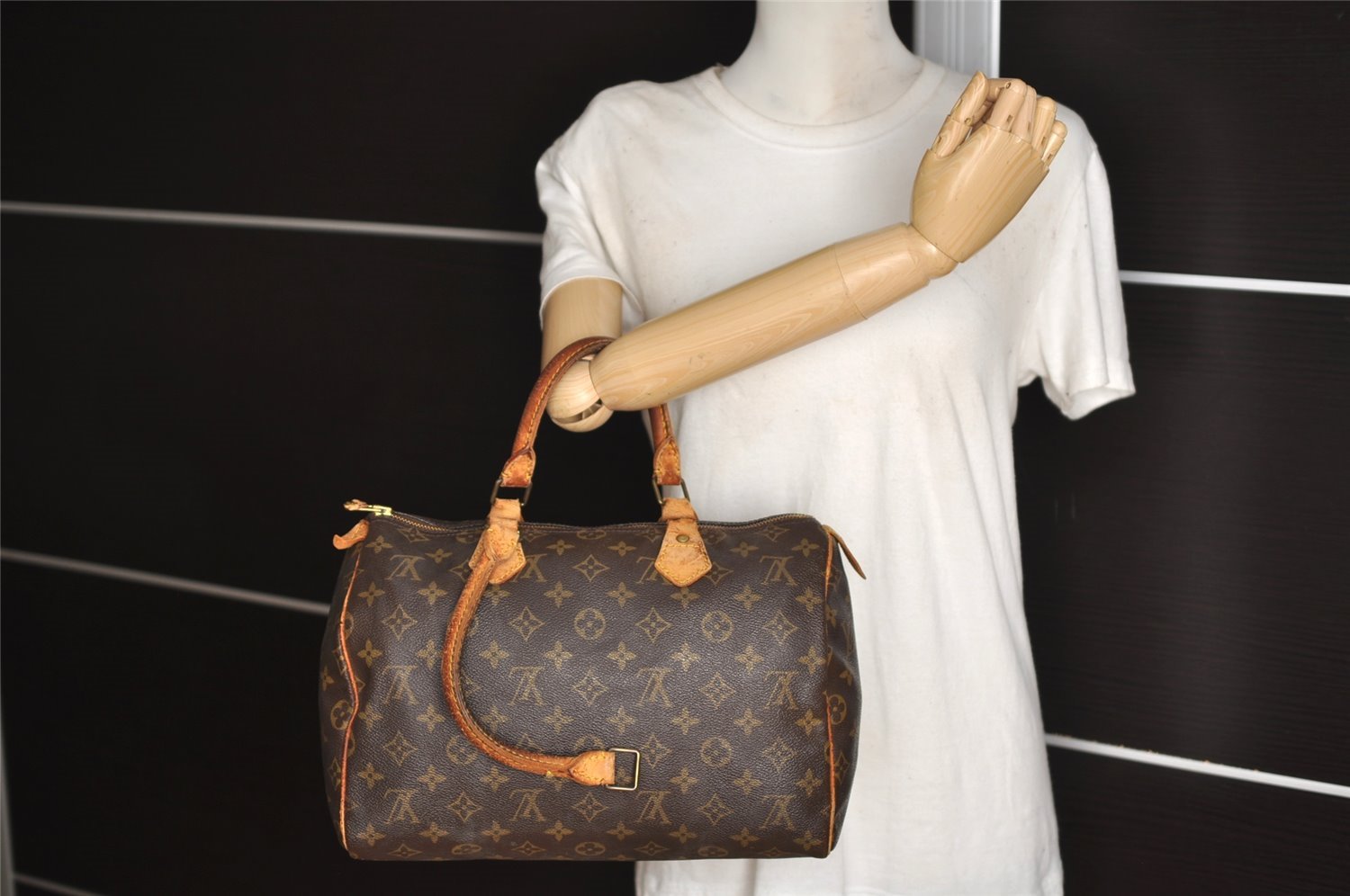 Authentic Louis Vuitton Monogram Speedy 30 Hand Boston Bag M41526 Junk 9725I