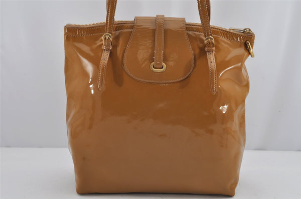 Authentic JIMMY CHOO Vintage Shoulder Tote Bag Enamel Yellow 9727J