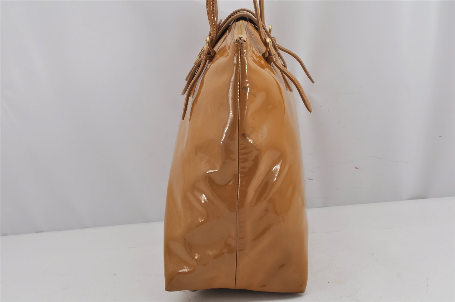 Authentic JIMMY CHOO Vintage Shoulder Tote Bag Enamel Yellow 9727J