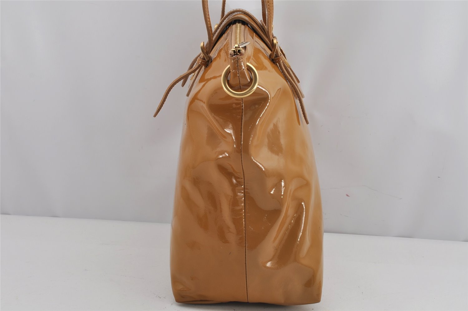 Authentic JIMMY CHOO Vintage Shoulder Tote Bag Enamel Yellow 9727J