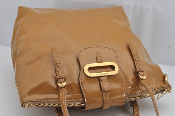 Authentic JIMMY CHOO Vintage Shoulder Tote Bag Enamel Yellow 9727J