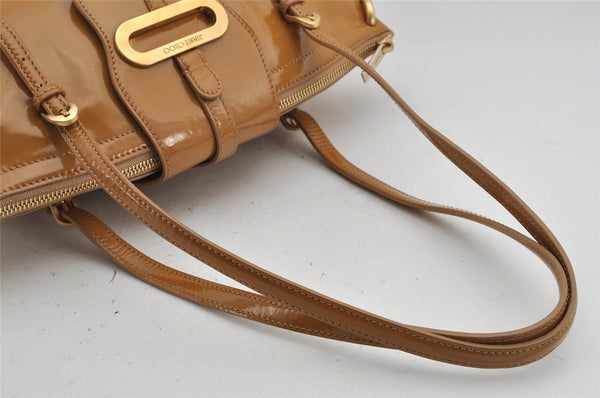 Authentic JIMMY CHOO Vintage Shoulder Tote Bag Enamel Yellow 9727J