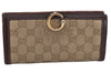 Authentic GUCCI Long Wallet Purse GG Canvas Leather 190389 Beige Brown 9729J