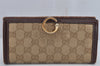 Authentic GUCCI Long Wallet Purse GG Canvas Leather 190389 Beige Brown 9729J