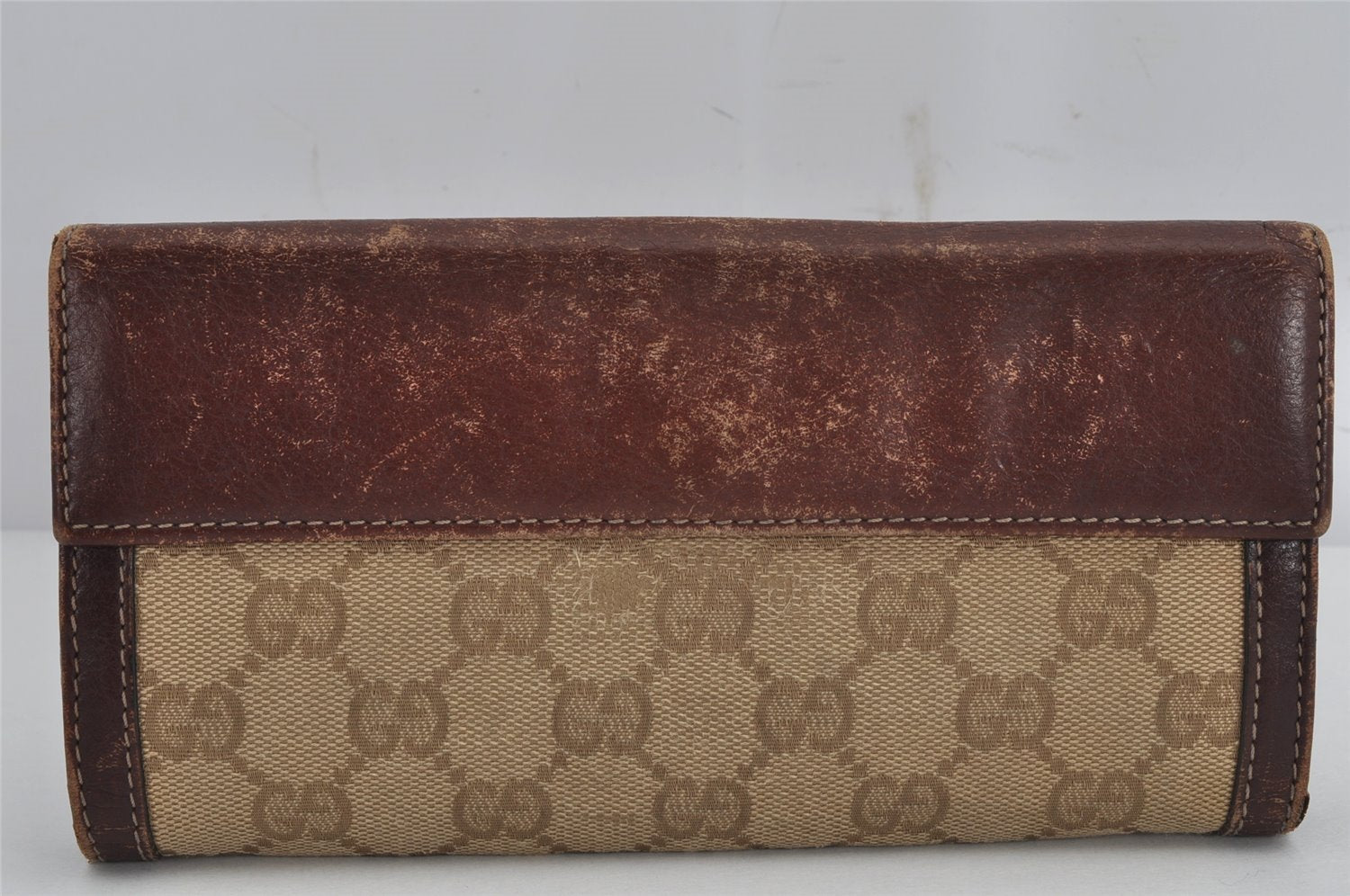 Authentic GUCCI Long Wallet Purse GG Canvas Leather 190389 Beige Brown 9729J