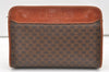 Authentic CELINE Macadam Blason Pattern Clutch Hand Bag PVC Leather Brown 9733J