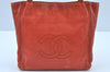 Authentic CHANEL Lamb Skin Plastic Chain Shoulder Hand Bag Purse Orange CC 9734H