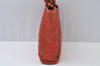 Authentic CHANEL Lamb Skin Plastic Chain Shoulder Hand Bag Purse Orange CC 9734H