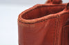 Authentic CHANEL Lamb Skin Plastic Chain Shoulder Hand Bag Purse Orange CC 9734H