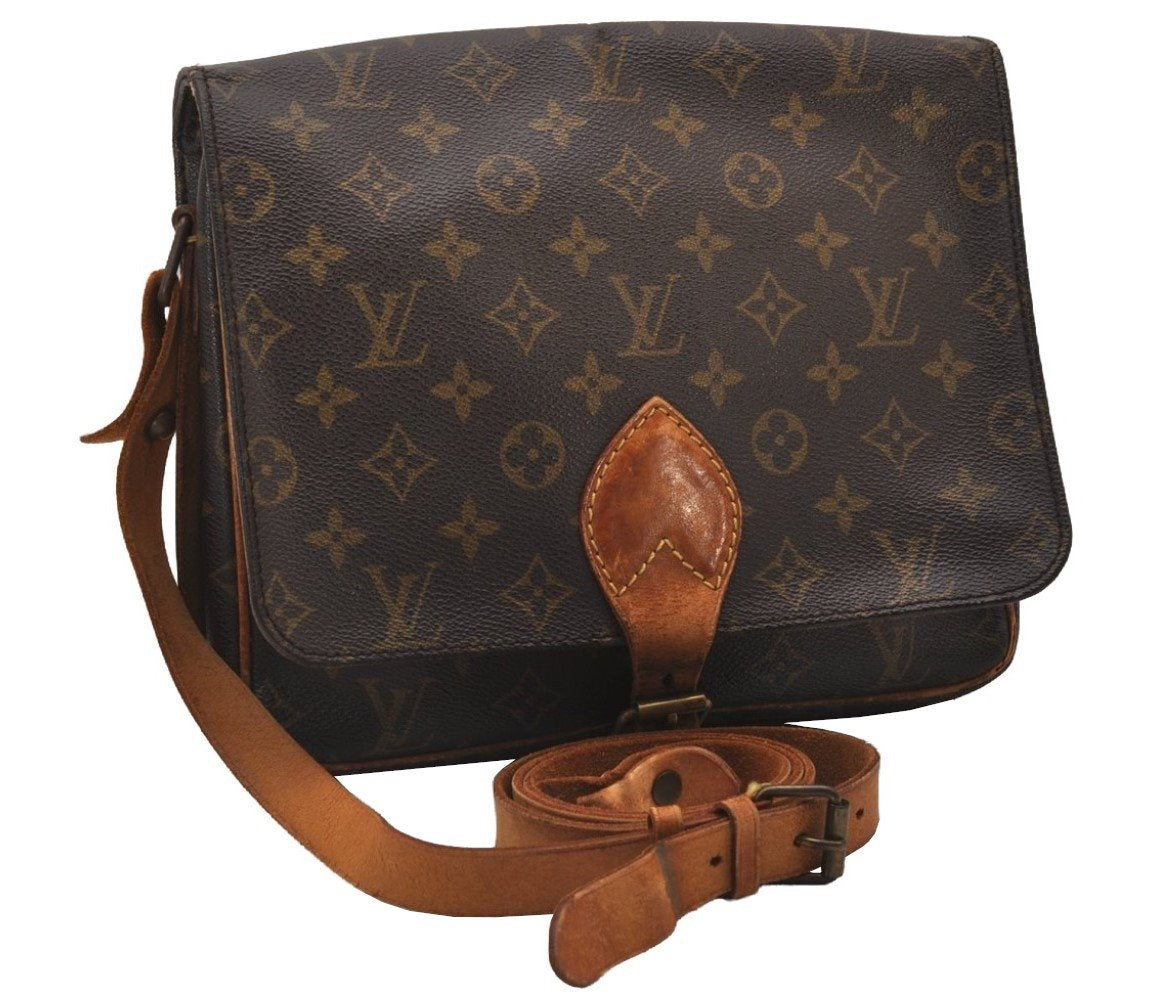 Authentic Louis Vuitton Monogram Cartouchiere GM M51252 Shoulder Bag Junk 9734I