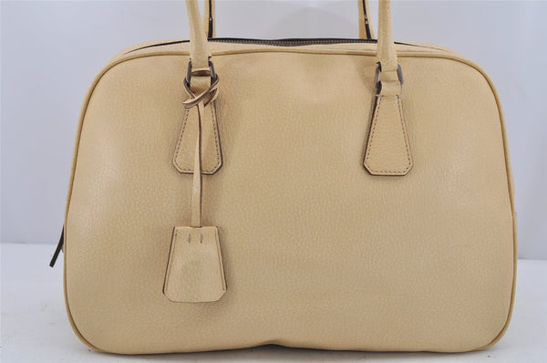 Authentic PRADA CINGHIALE SPORT Leather Shoulder Bag B11206 Cream White 9735J