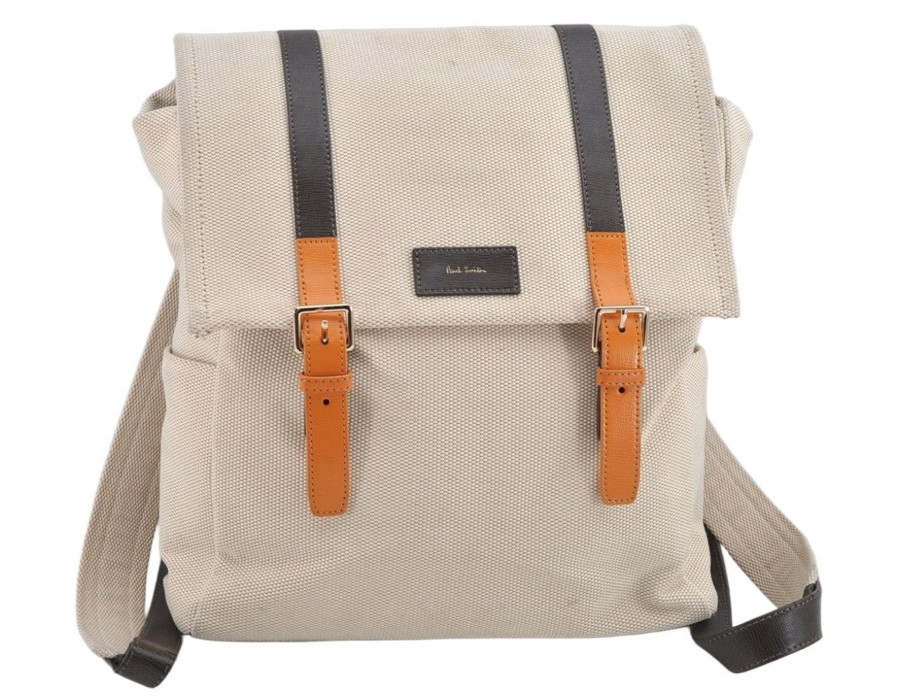 Authentic Paul Smith Vintage Backpack Canvas Leather White Cream 9741J