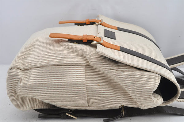 Authentic Paul Smith Vintage Backpack Canvas Leather White Cream 9741J