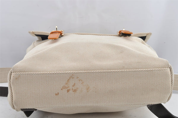 Authentic Paul Smith Vintage Backpack Canvas Leather White Cream 9741J