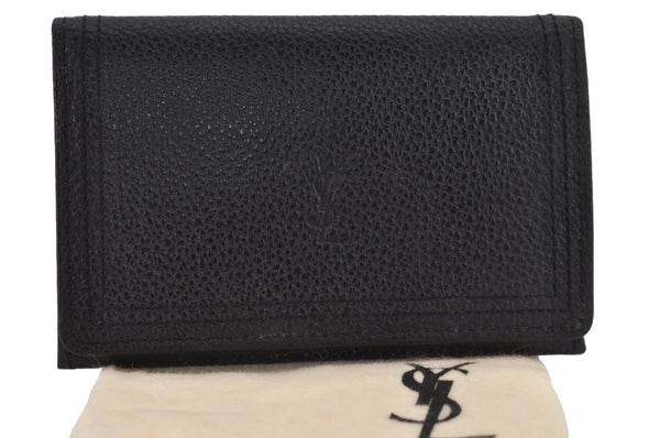 Authentic YVES SAINT LAURENT Vintage Business Card Case Purse Black 9742J