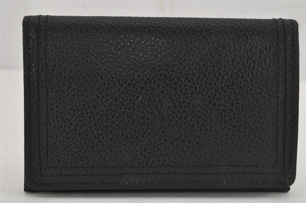 Authentic YVES SAINT LAURENT Vintage Business Card Case Purse Black 9742J