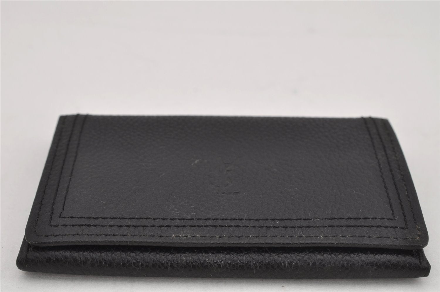 Authentic YVES SAINT LAURENT Vintage Business Card Case Purse Black 9742J
