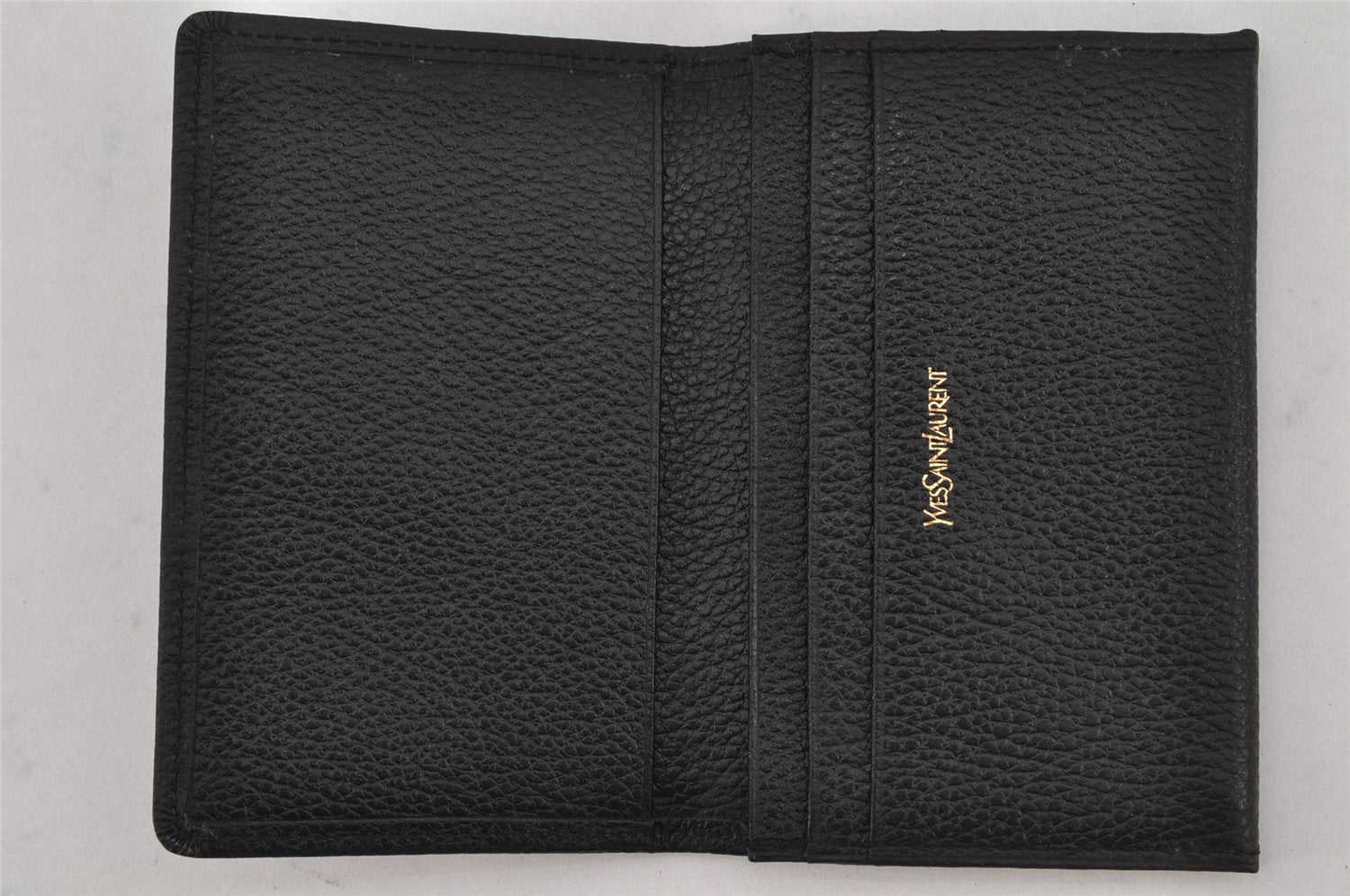 Authentic YVES SAINT LAURENT Vintage Business Card Case Purse Black 9742J