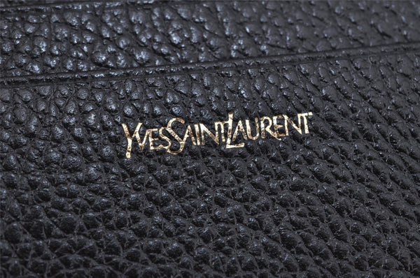 Authentic YVES SAINT LAURENT Vintage Business Card Case Purse Black 9742J