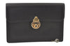 Authentic Burberrys Vintage Leather Clutch Hand Bag Purse Black 9743J