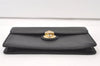 Authentic Burberrys Vintage Leather Clutch Hand Bag Purse Black 9743J