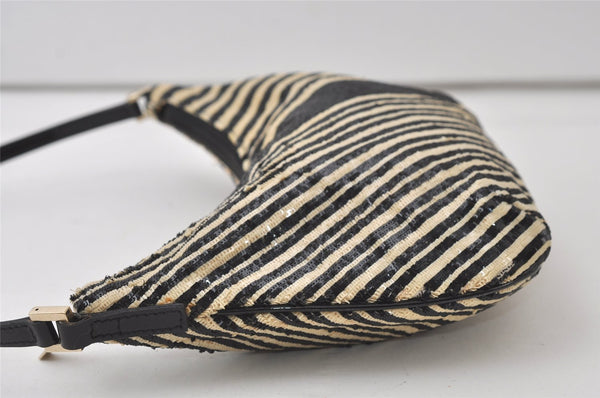 Authentic GUCCI Vintage Shoulder Hand Bag Purse Spangle Enamel Black White 9746J