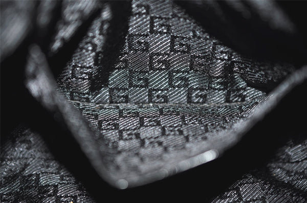 Authentic GUCCI Vintage Shoulder Hand Bag Purse Spangle Enamel Black White 9746J