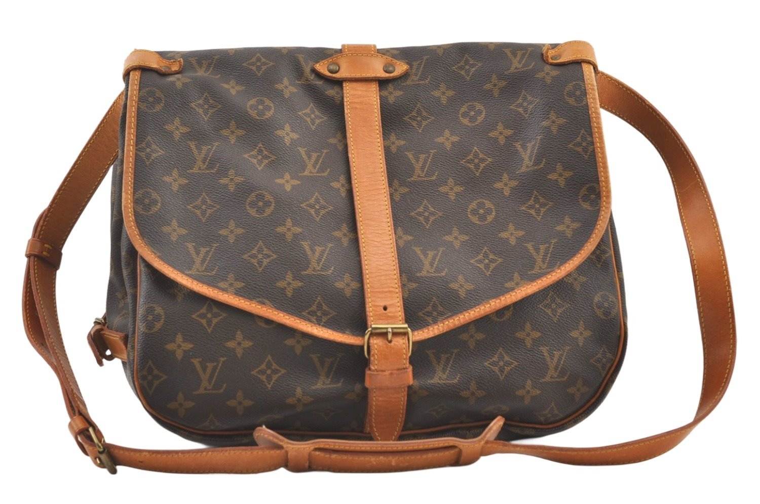 Authentic Louis Vuitton Monogram Saumur 35 Shoulder Cross Bag M42254 LV 9747J