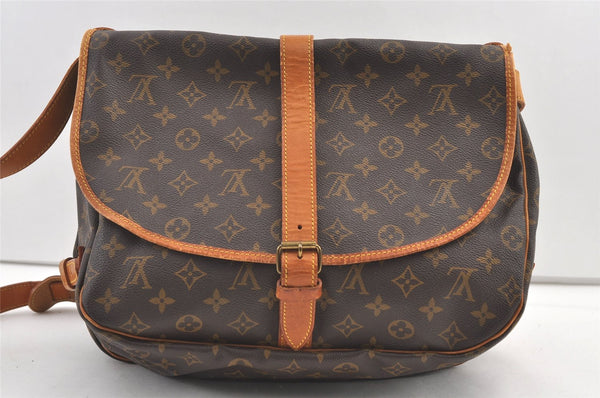 Authentic Louis Vuitton Monogram Saumur 35 Shoulder Cross Bag M42254 LV 9747J