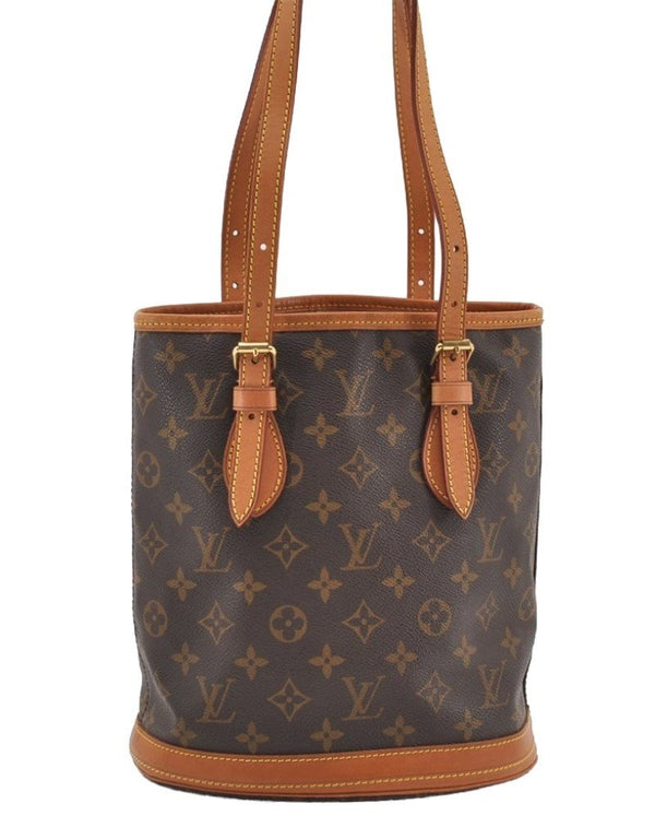 Authentic Louis Vuitton Monogram Bucket PM Shoulder Tote Bag M42238 LV 9748I