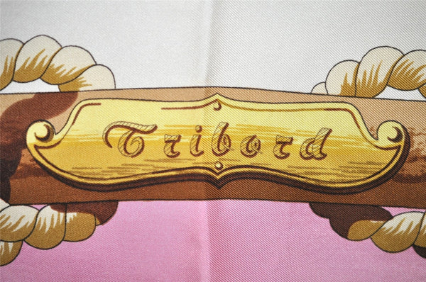 Authentic HERMES Carre 90 Scarf "Tribord" Silk Pink 9749J