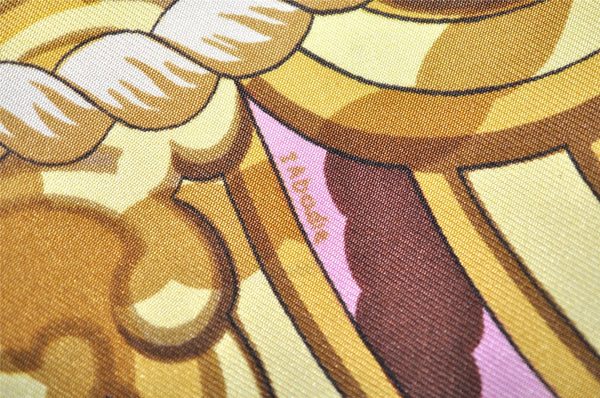 Authentic HERMES Carre 90 Scarf "Tribord" Silk Pink 9749J