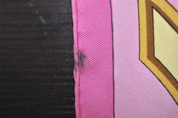 Authentic HERMES Carre 90 Scarf "Tribord" Silk Pink 9749J