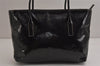 Authentic PRADA Vintage Enamel Shoulder Tote Bag Purse Black 9750J