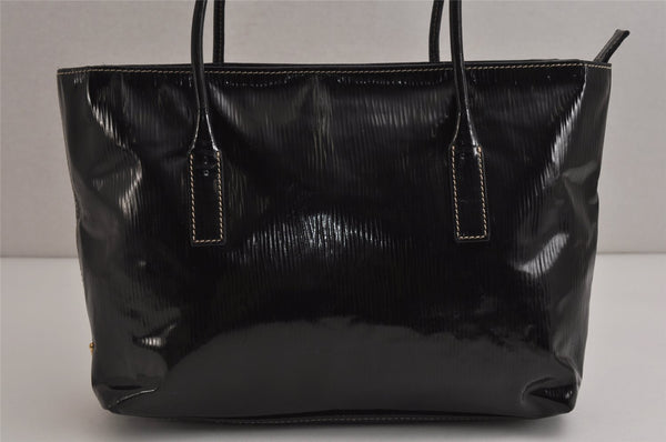 Authentic PRADA Vintage Enamel Shoulder Tote Bag Purse Black 9750J