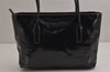 Authentic PRADA Vintage Enamel Shoulder Tote Bag Purse Black 9750J