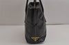 Authentic PRADA Vintage Enamel Shoulder Tote Bag Purse Black 9750J