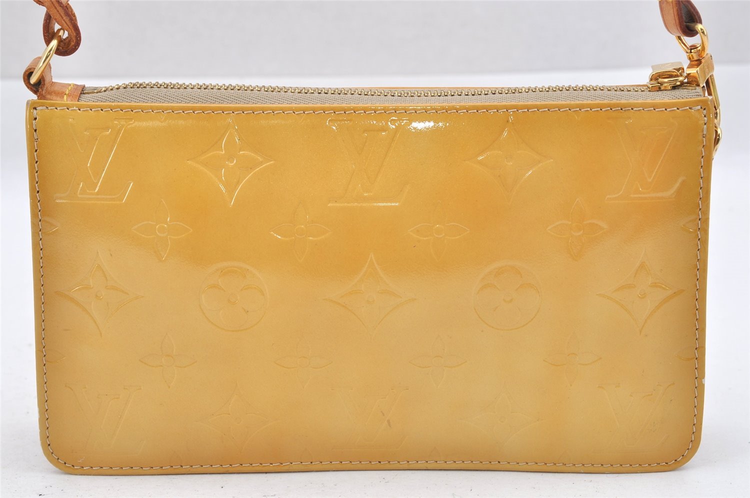 Authentic Louis Vuitton Vernis Lexington Hand Bag Pouch Yellow M91010 LV 9754I