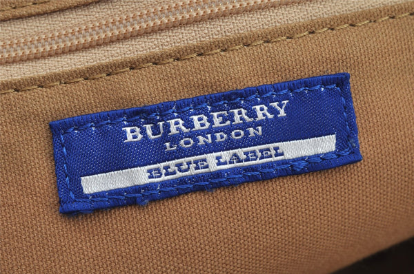 Authentic BURBERRY BLUE LABEL Shoulder Hand Bag Canvas Leather Beige 9763J