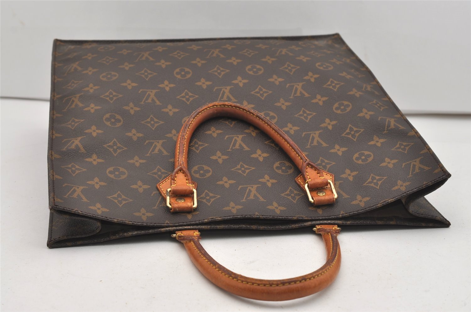 Authentic Louis Vuitton Monogram Sac Plat Hand Tote Bag M51140 LV Junk 9764I