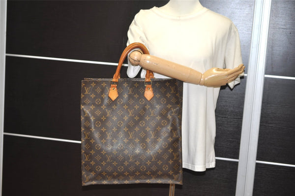 Authentic Louis Vuitton Monogram Sac Plat Hand Tote Bag M51140 LV Junk 9764I