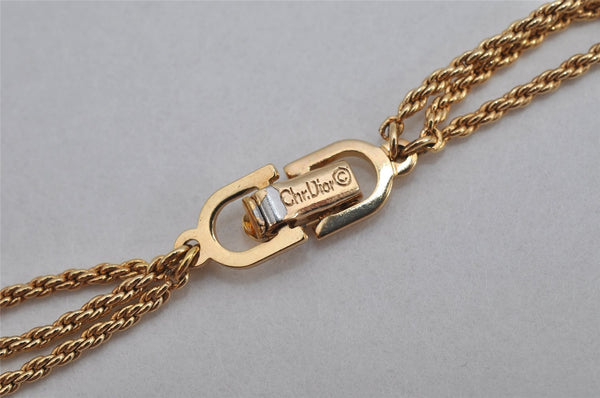 Authentic Christian Dior Gold Tone Long Chain Necklace CD 9764J