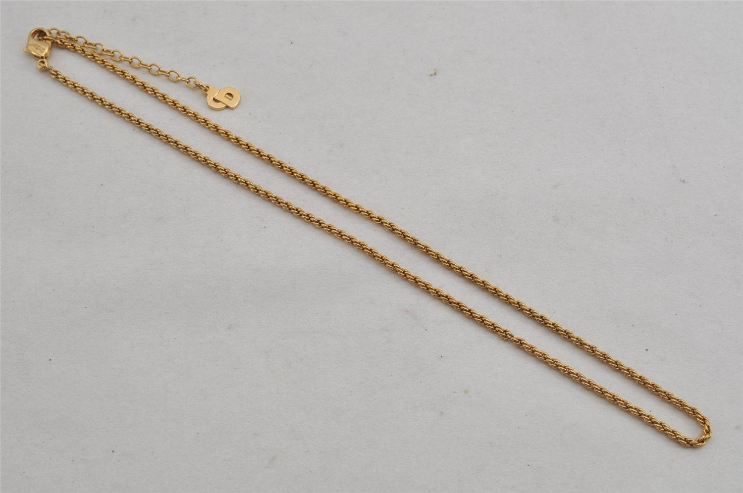 Authentic Christian Dior Gold Tone Chain Pendant Necklace CD 9765J