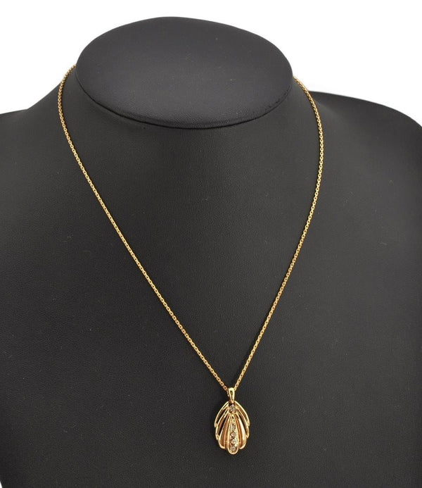 Authentic LANCEL Vintage Gold Tone Rhinestone Chain Pendant Necklace 9766J