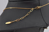 Authentic LANCEL Vintage Gold Tone Rhinestone Chain Pendant Necklace 9766J