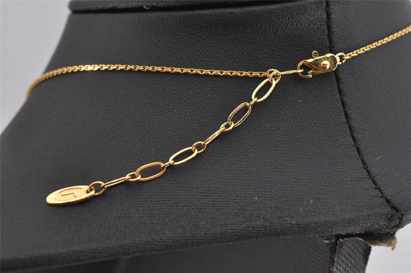 Authentic LANCEL Vintage Gold Tone Rhinestone Chain Pendant Necklace 9766J